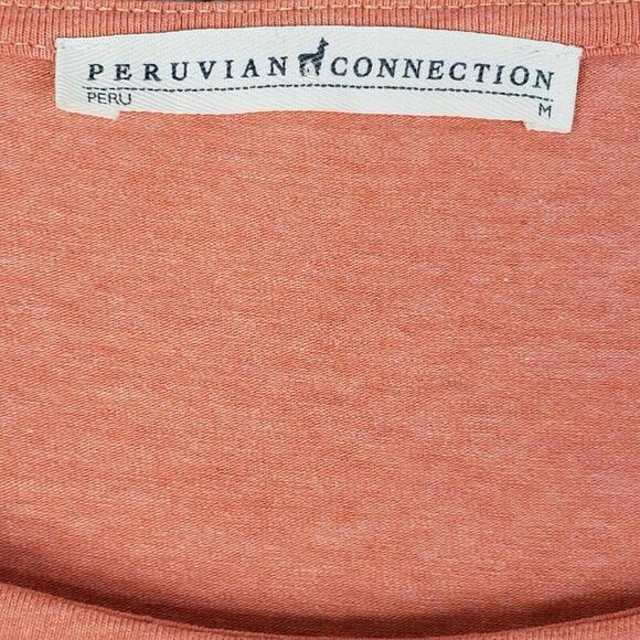 Peruvian Connection Womens Short Sleeve Dress Size Medium M Jersey Knit Orange - Picture 5 of 7
